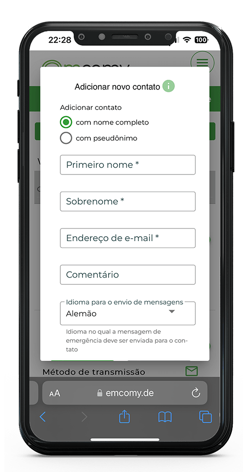 Creación de la persona de contacto