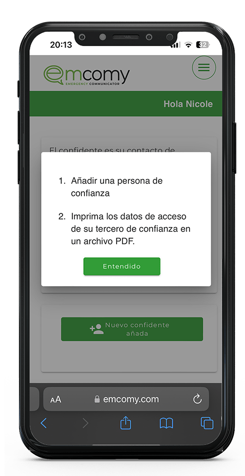 Crear la persona de confianza